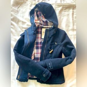 Abercrombie Kids Dark Navy Wool Hooded Coat Size Large